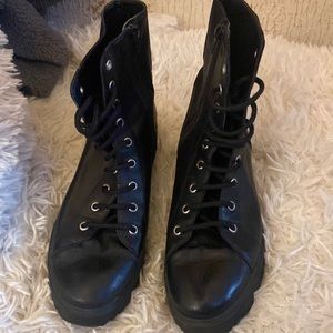 Zara leather combat boot